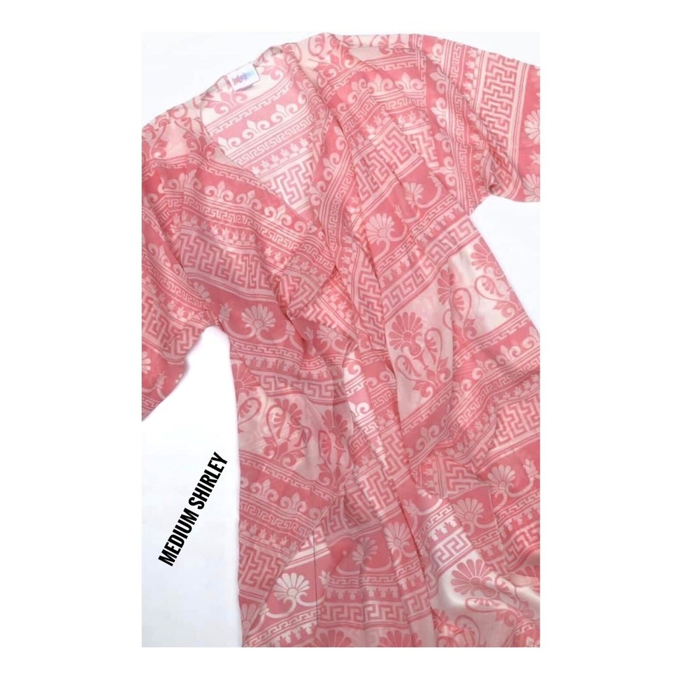 Medium Lularoe Shirley Kimono Peach coral white Aztec Sheer Fits 10/18